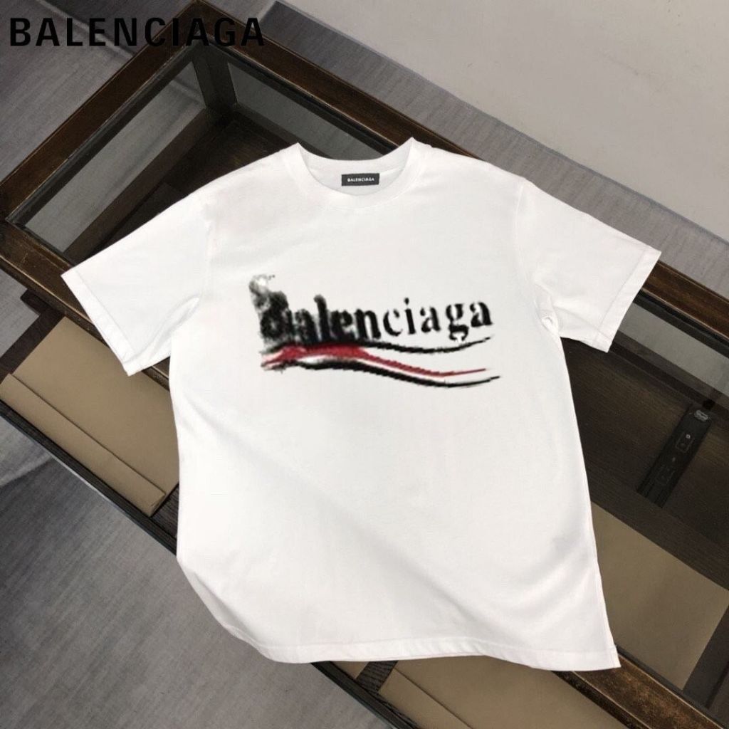 발렌시아가 폴리티컬 웨이브로고 라운드 반팔티