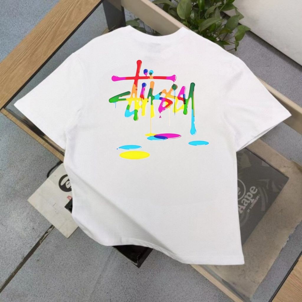 스투시 물감 로고 반팔티