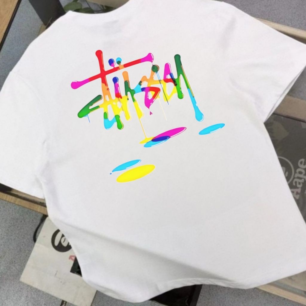 스투시 물감 로고 반팔티