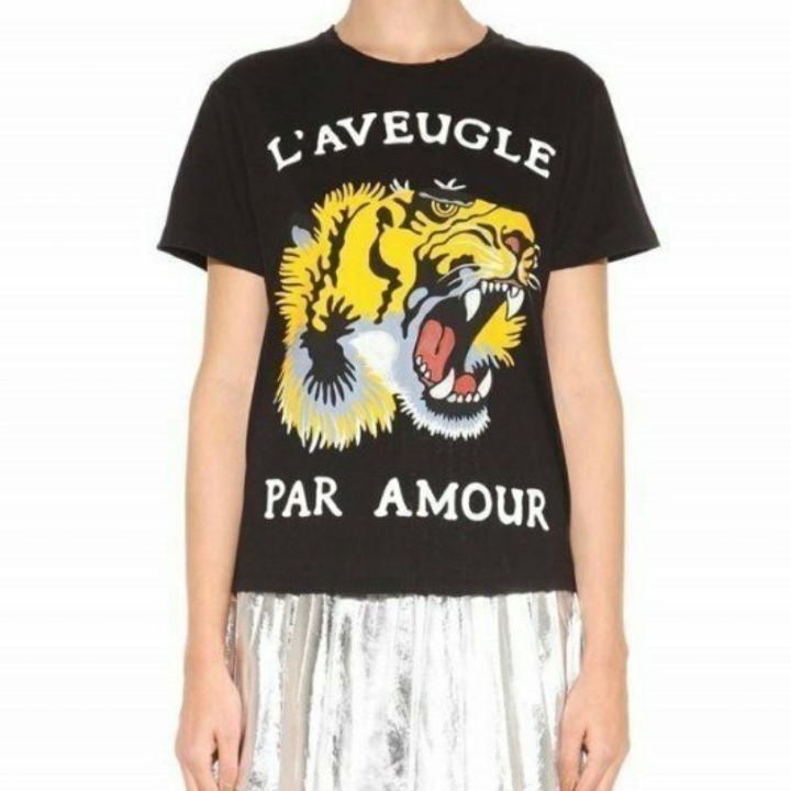 구찌 엘로우 타이거 나염 반팔티