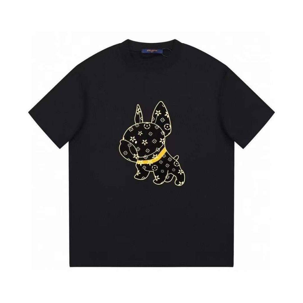 루이비통 로고 패턴 불독 도그 반팔티