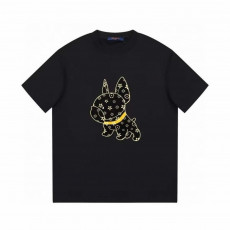 루이비통 로고 패턴 불독 도그 반팔티