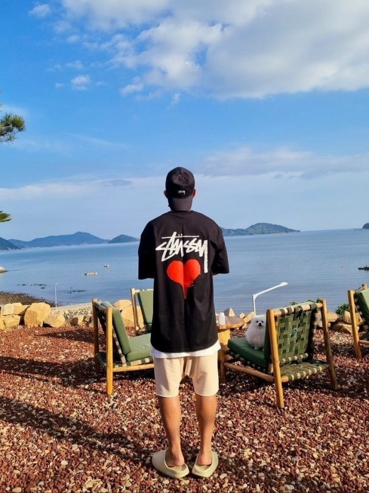 스투시 스탁 하트 로고 반팔티