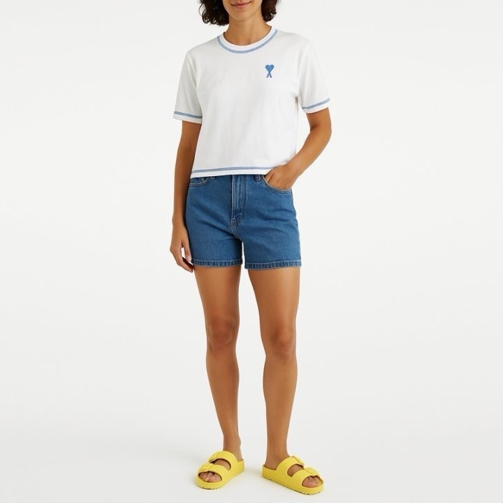 아미 여성 스트치 포인트 반팔티