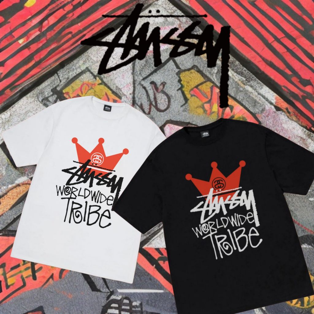 스투시 레드 왕관 반팔티