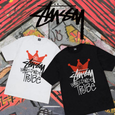 스투시 레드 왕관 반팔티