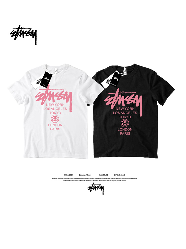 스투시 핑크룩 나염 반팔티