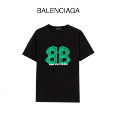 발렌시아가 그린 페인팅 BB 로고 반팔티