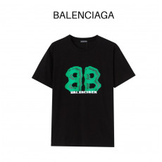 발렌시아가 그린 페인팅 BB 로고 반팔티