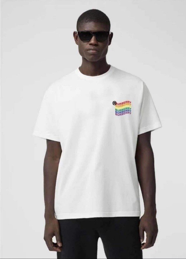 버버리 레인보우 깃발 반팔티