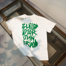 디올 그린 레인보우 빈티지 하트 페인팅 반팔티