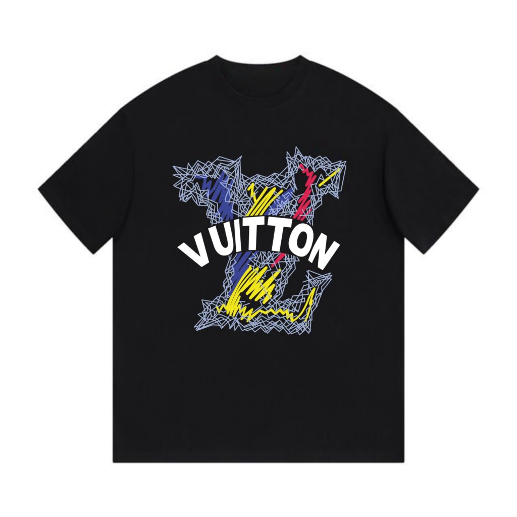 루이비통 자카드 필기 로고 반팔티