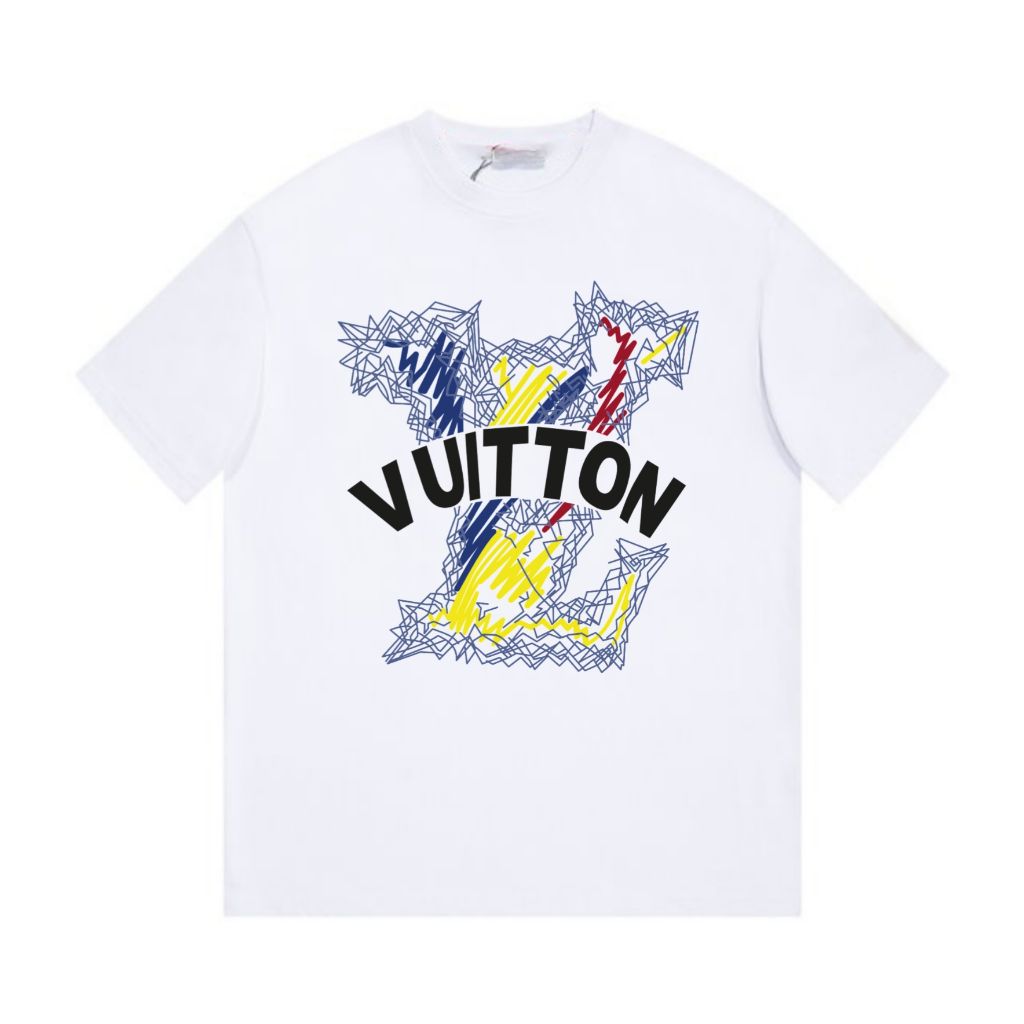 루이비통 자카드 필기 로고 반팔티