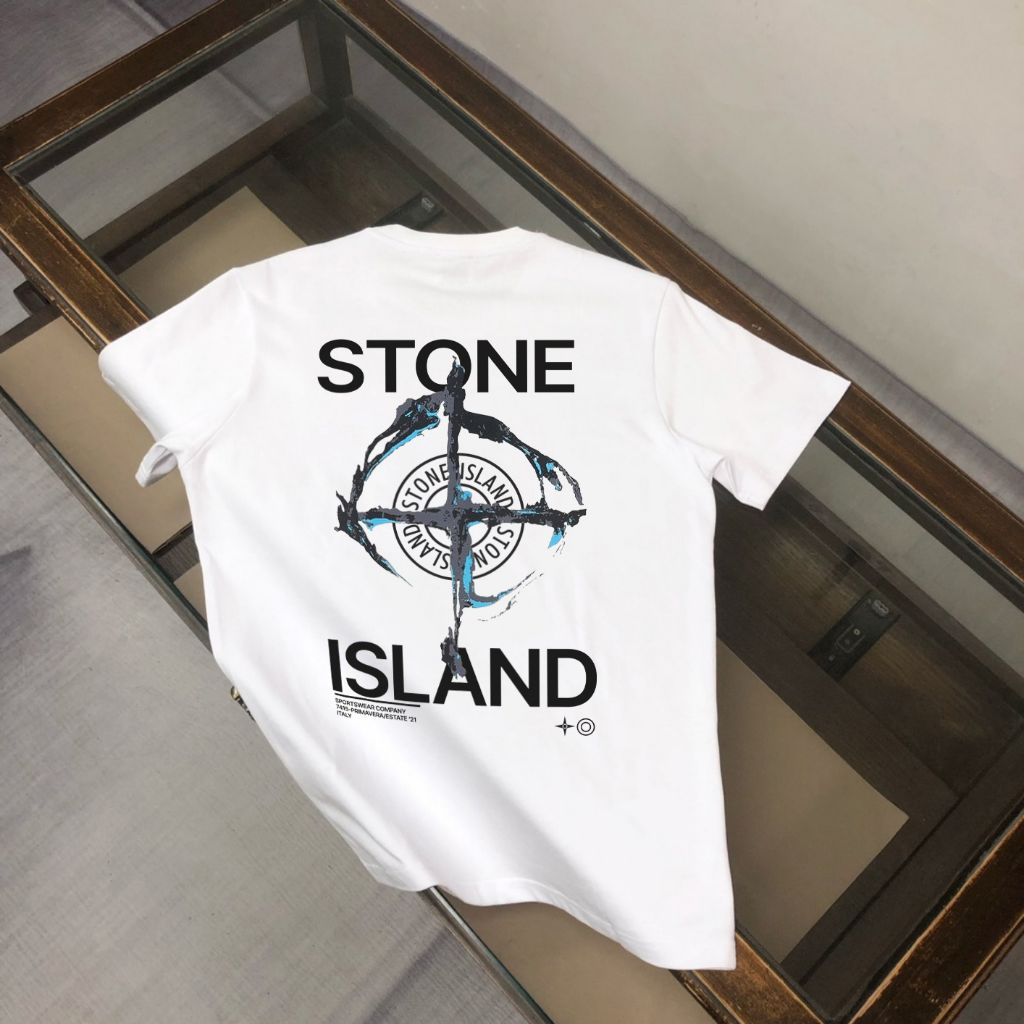 스톤아일랜드 페인팅 십자 어센트 반팔티