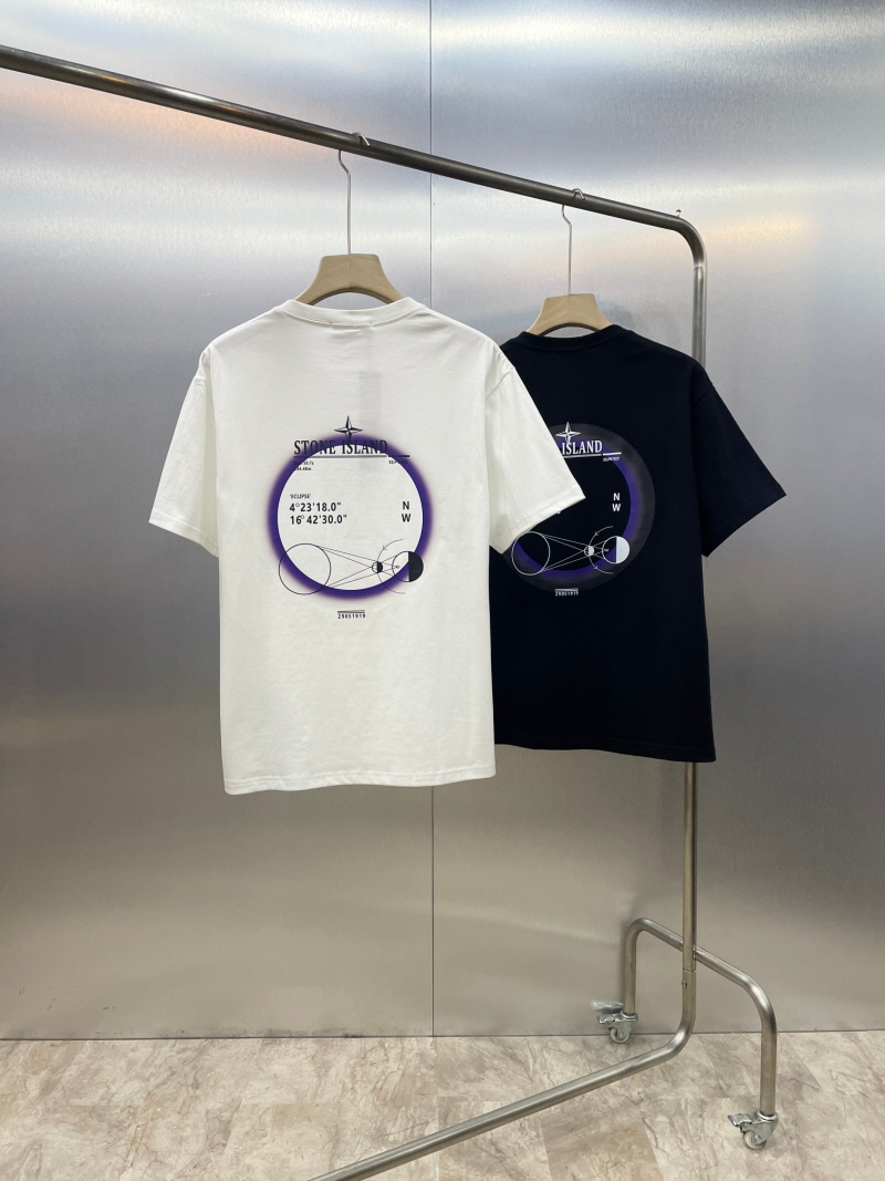 스톤아일랜드 퍼플 일식 프린트 반팔티