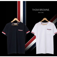 톰브라운 포켓 삼선 브이넥 반팔티