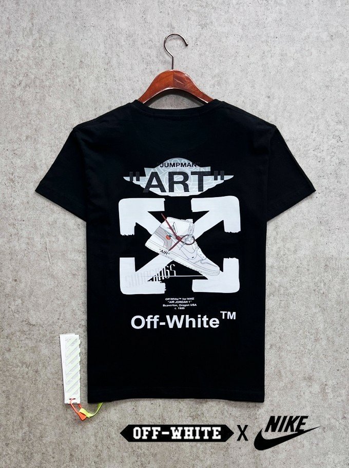 오프화이트 X 나이키 콜라보 화이트 에어 빈티지 나염 조던 반팔티