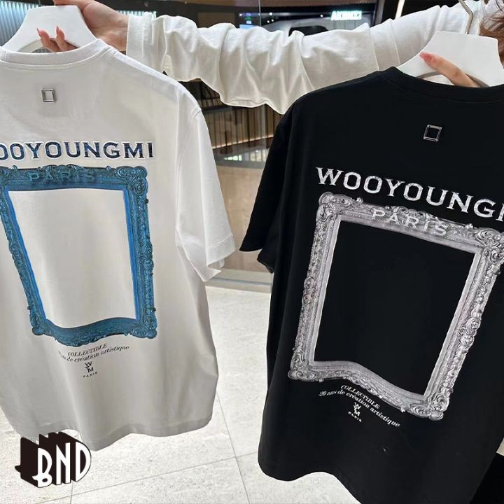 우영미 프레임 백로고 로즈골드링 반팔티