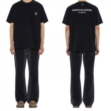 우영미 백로고 가슴 사각 자수 기본 반팔티