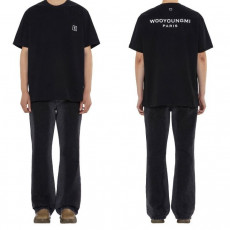 우영미 백로고 가슴 사각 자수 기본 반팔티