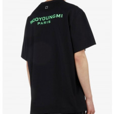 우영미 그린 자수 Wy 자수 로고 반팔티