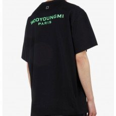 우영미 그린 자수 Wy 자수 로고 반팔티