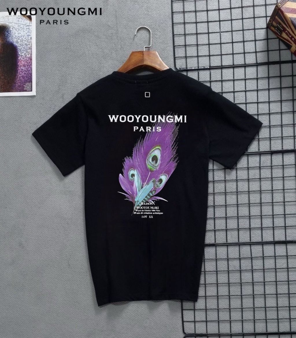 우영미 깃털 백로고 라운드 반팔티