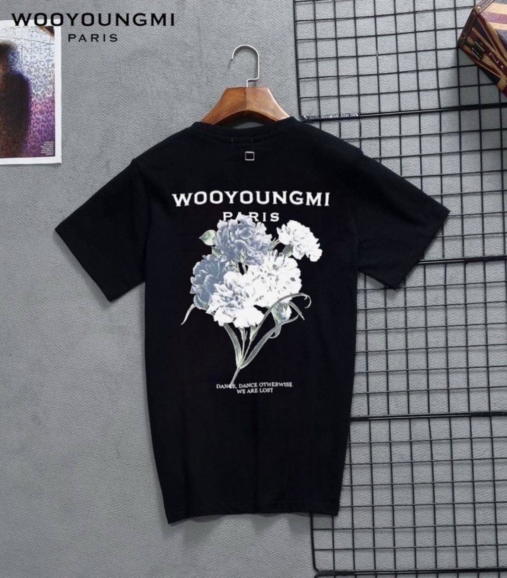 우영미 플라워 백로고 라운드 반팔티