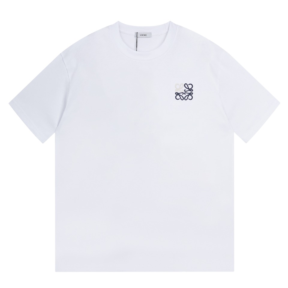 로에베 블루 자수 반팔티