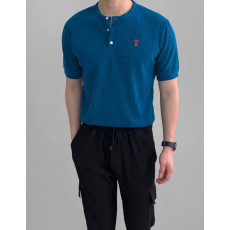 아미 스몰 하트 립 차이나 반팔 니트