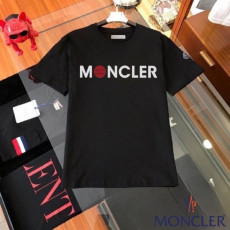 몽클레어 플로킹 로고 라운드 반팔티