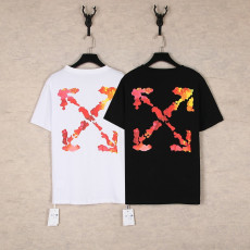 오프화이트 레드 페인트 애로우 반팔티