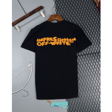 오프화이트 오렌지 로고 직수 반팔티