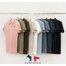 메종키츠네 브라운 폭스헤드 베이직 머슬핏 반팔 카라티
