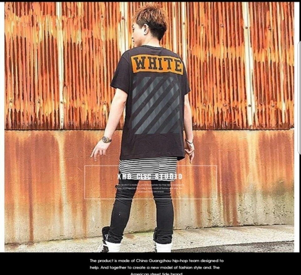 오프화이트 박스 로고 반팔티