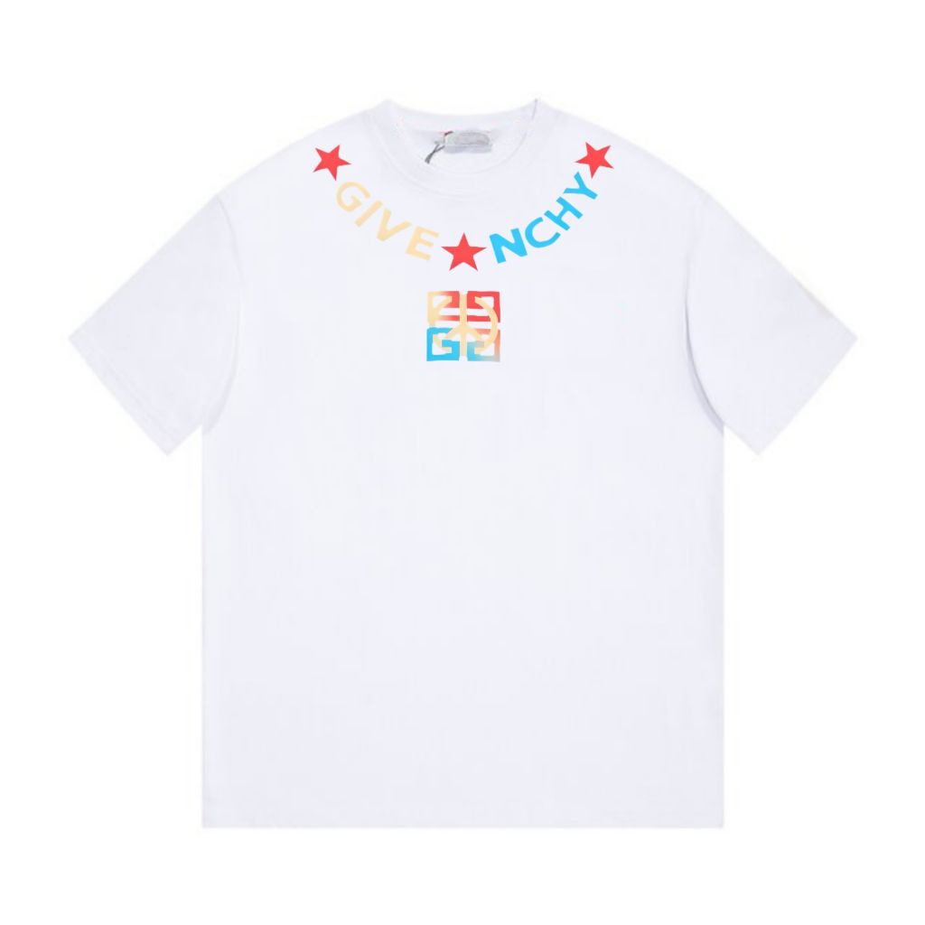 지방시 컬러풀 넥나염 로고 반팔티