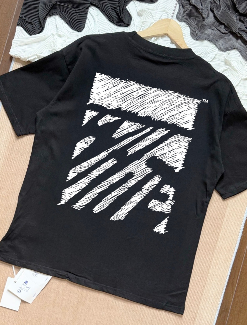 오프화이트 스케치 나염 반팔티