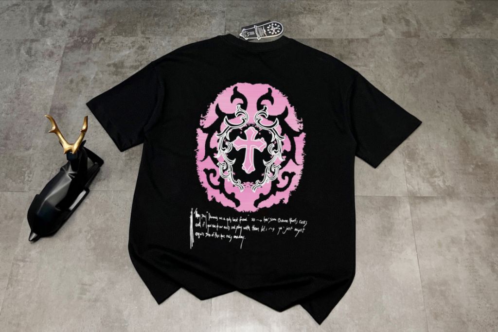 크롬하츠 핑크 로고 반팔티