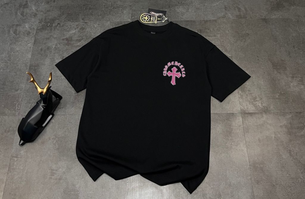 크롬하츠 핑크 로고 반팔티