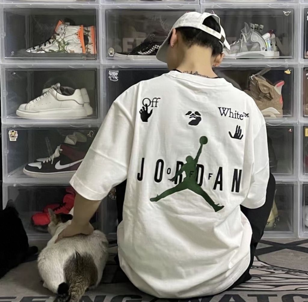 조던 X 오프화이트 콜라보 숏 슬리브 팬텀 아시아 반팔티