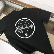 오프화이트 모던 로고 레더 반팔티