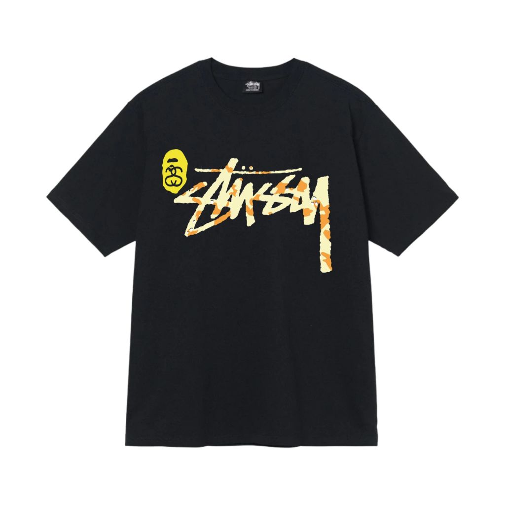 스투시 X 베이프 콜라보 골드 샤크 반팔티