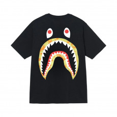 스투시 X 베이프 콜라보 골드 샤크 반팔티