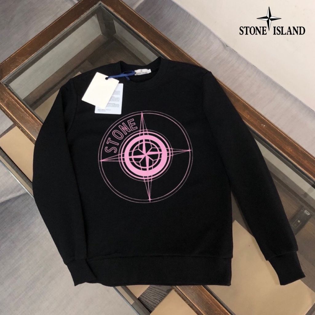 스톤아일랜드 핑크 나침반 로고 라운드 맨투맨