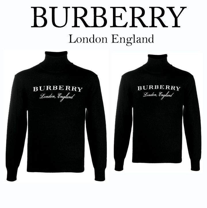 버버리 런던 필기 로고 터틀넥 니트