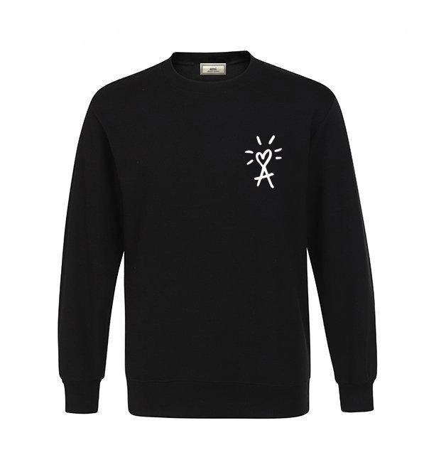 아미 하트 프린팅 라운드 맨투맨