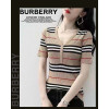 버버리 여성 9732 와이넥 단추 반팔 니트