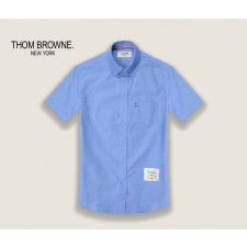 톰브라운 포켓 삼선 트리밍 반팔 셔츠