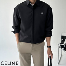 셀린느 트리오페 자수 로고 이지 케어 히든 와이셔츠