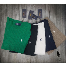 폴로 케이블 쿨 라운드 반팔 니트